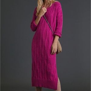 Anthropologie (M) line and dot Maxi Length Sweater Dress
